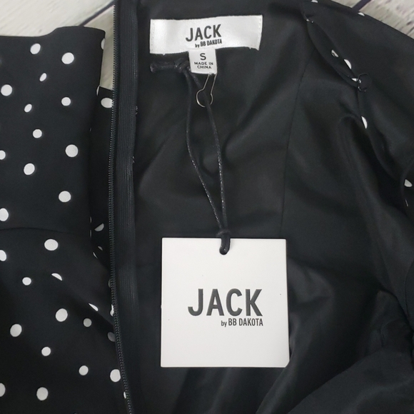 Jack by BB Dakota One Shoulder Polka Dot Dress Black/White Size S - Picture 7 of 8